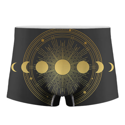 Sun And Moon Phase Print Men's Boxer Briefs