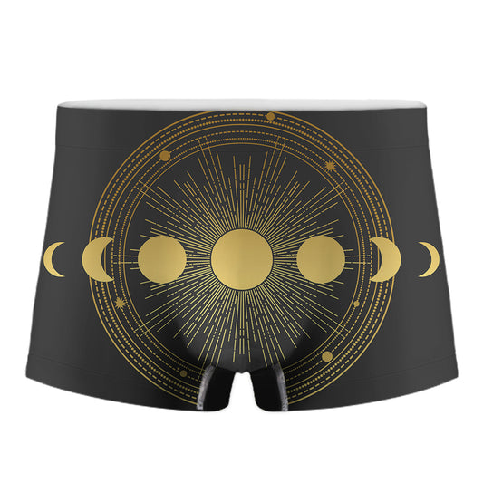 Sun And Moon Phase Print Men's Boxer Briefs