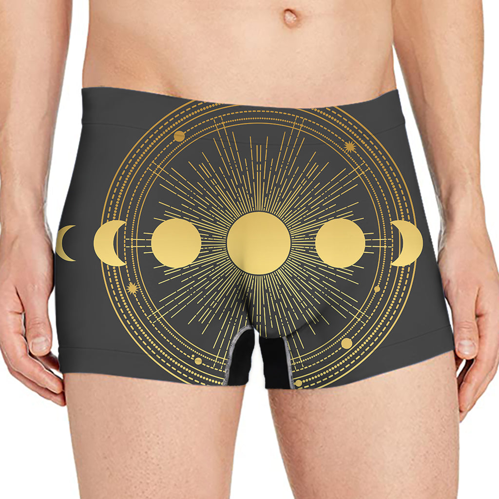 Sun And Moon Phase Print Men's Boxer Briefs