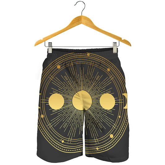 Sun And Moon Phase Print Men's Shorts