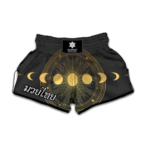 Sun And Moon Phase Print Muay Thai Boxing Shorts