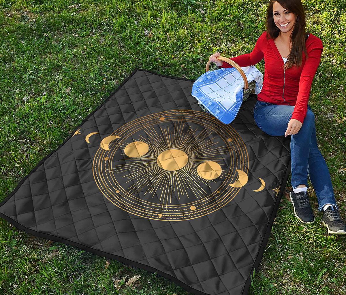 Sun And Moon Phase Print Quilt