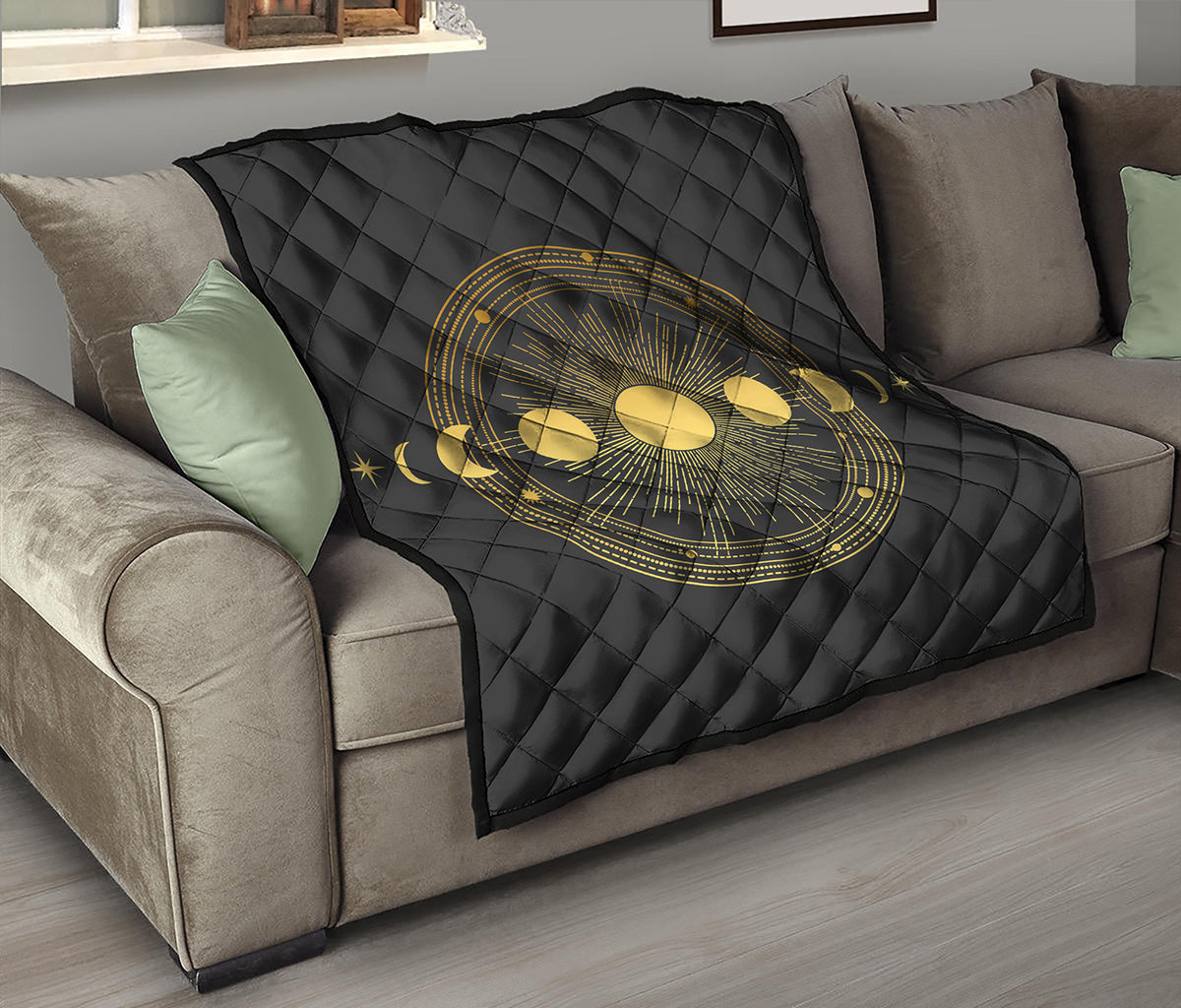 Sun And Moon Phase Print Quilt