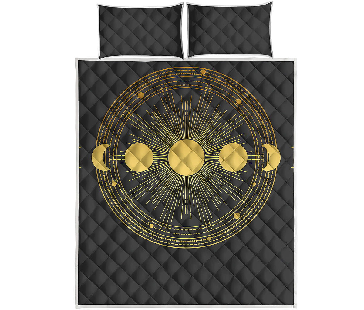 Sun And Moon Phase Print Quilt Bed Set