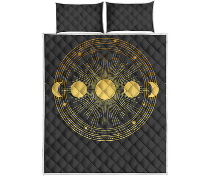 Sun And Moon Phase Print Quilt Bed Set
