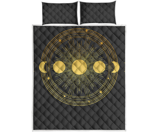 Sun And Moon Phase Print Quilt Bed Set
