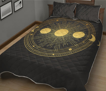 Sun And Moon Phase Print Quilt Bed Set