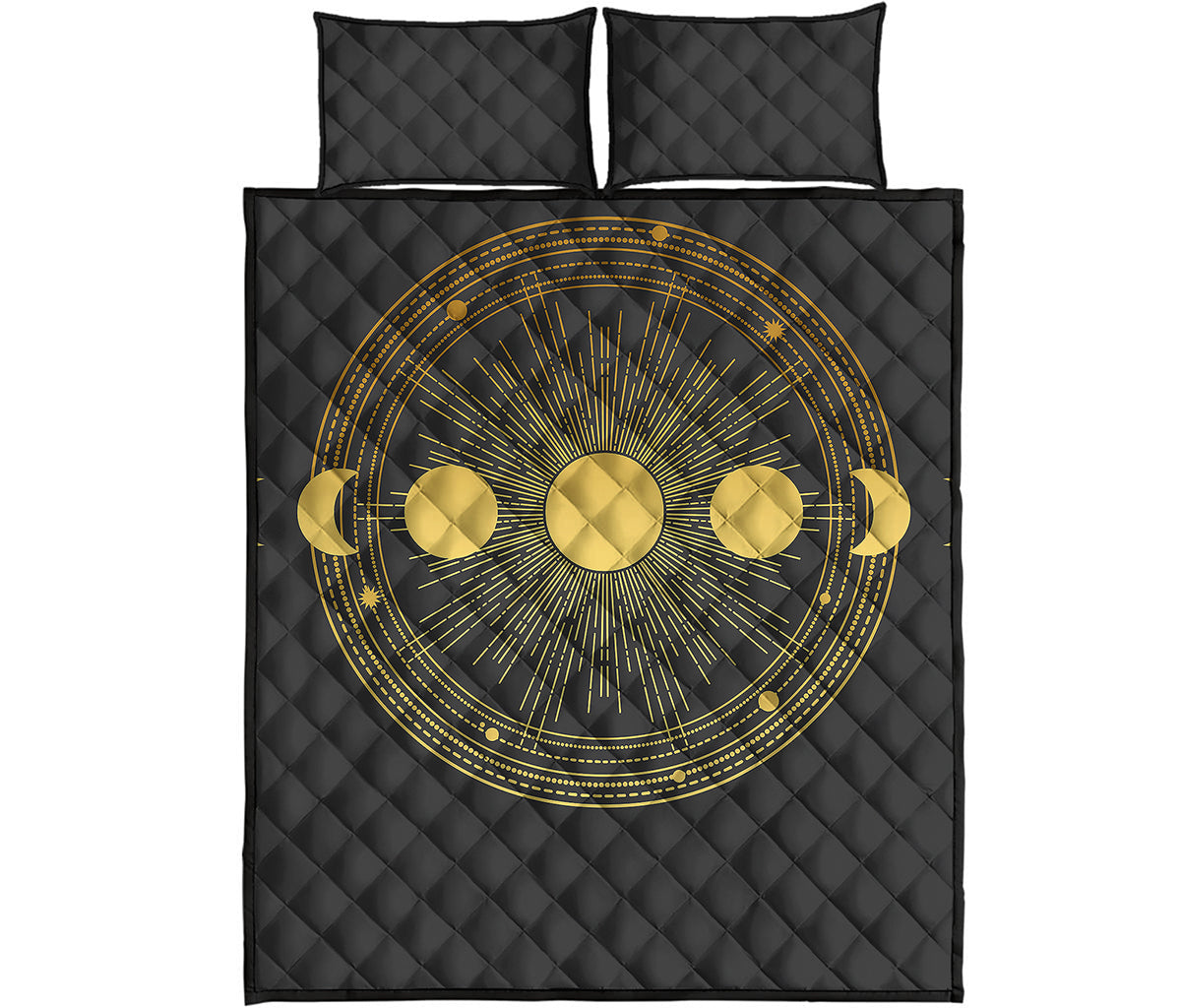 Sun And Moon Phase Print Quilt Bed Set