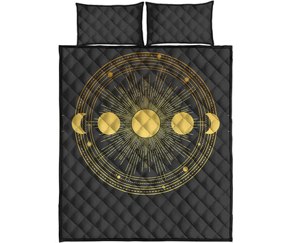 Sun And Moon Phase Print Quilt Bed Set