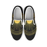 Sun And Moon Phase Print White Slip On Shoes