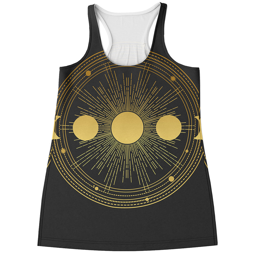 Sun And Moon Phase Print Women's Racerback Tank Top