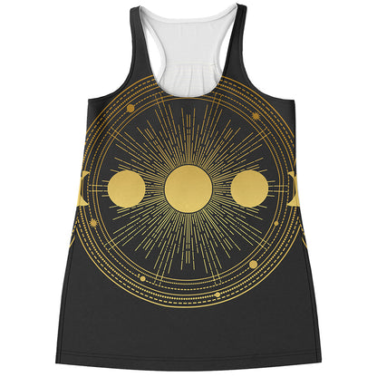Sun And Moon Phase Print Women's Racerback Tank Top