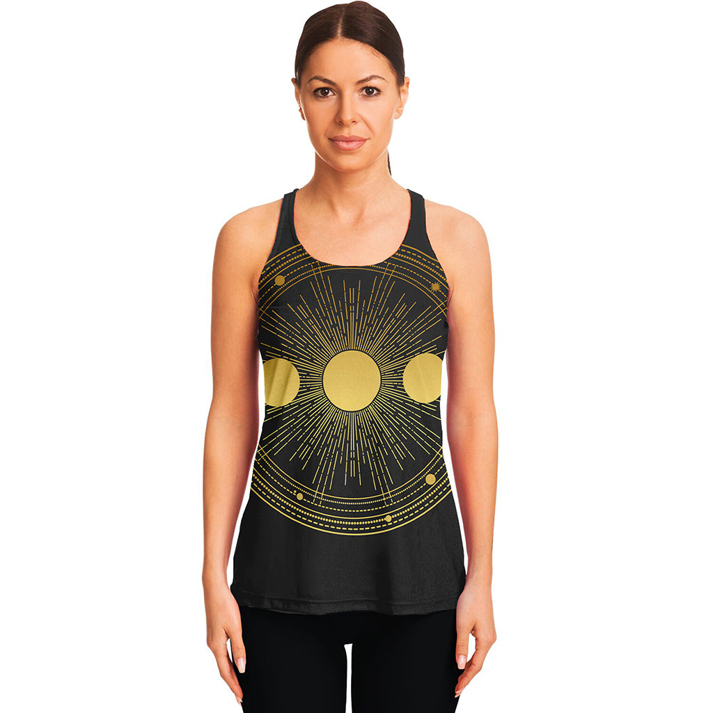 Sun And Moon Phase Print Women's Racerback Tank Top