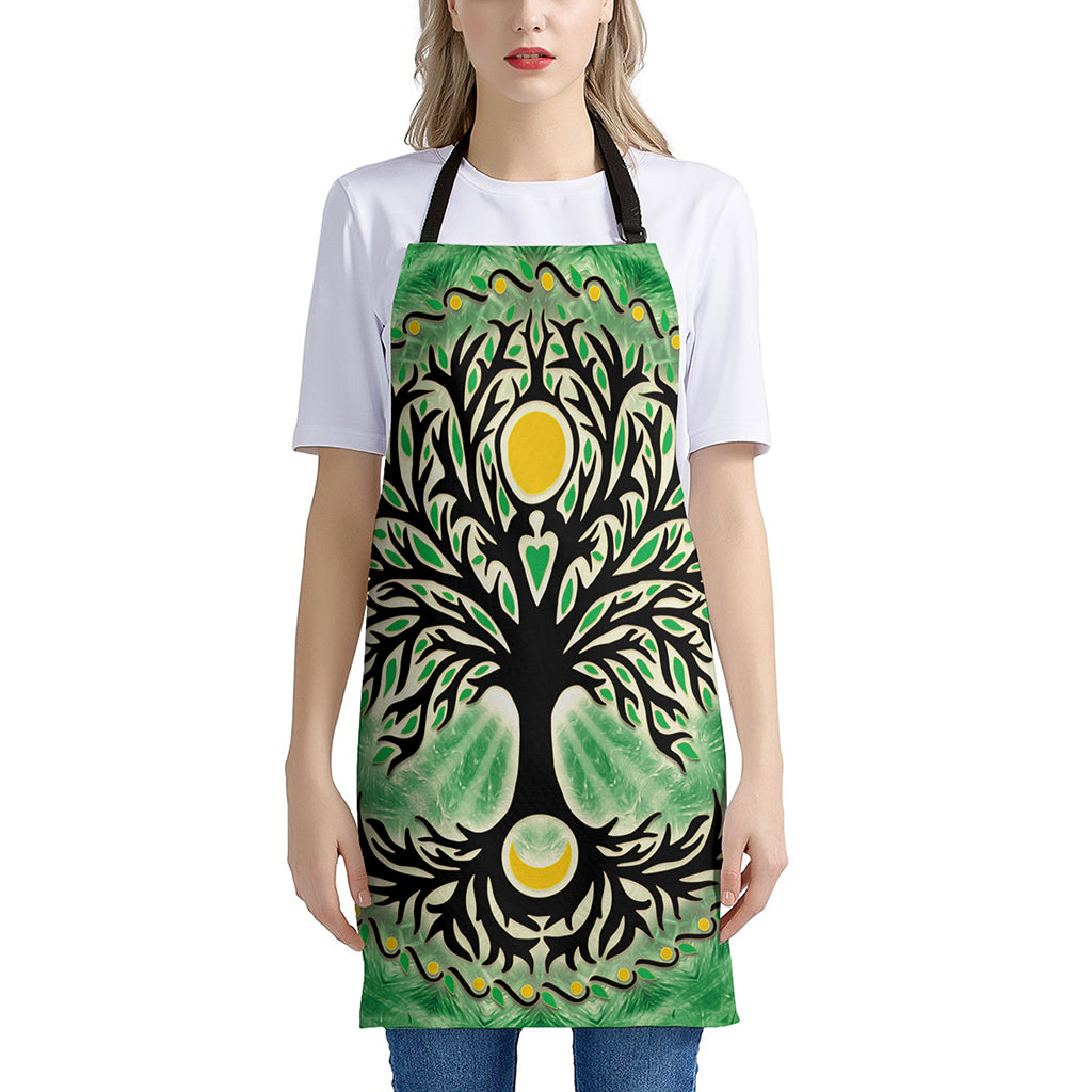 Sun And Moon Yggdrasil Print Apron