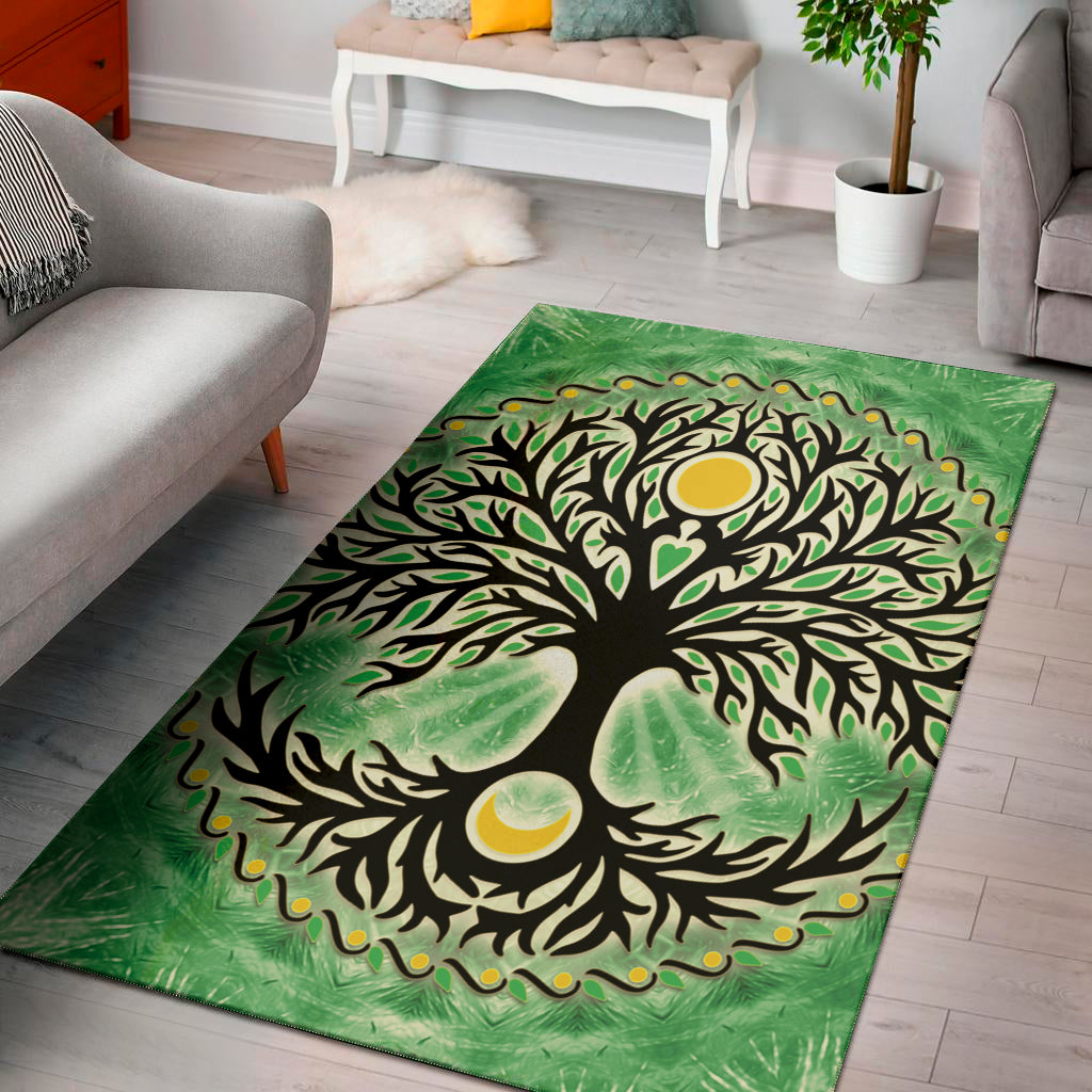 Sun And Moon Yggdrasil Print Area Rug