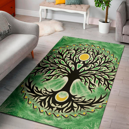 Sun And Moon Yggdrasil Print Area Rug