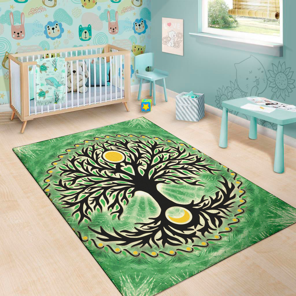 Sun And Moon Yggdrasil Print Area Rug