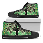 Sun And Moon Yggdrasil Print Black High Top Shoes