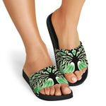 Sun And Moon Yggdrasil Print Black Slide Sandals
