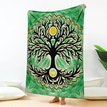 Sun And Moon Yggdrasil Print Blanket