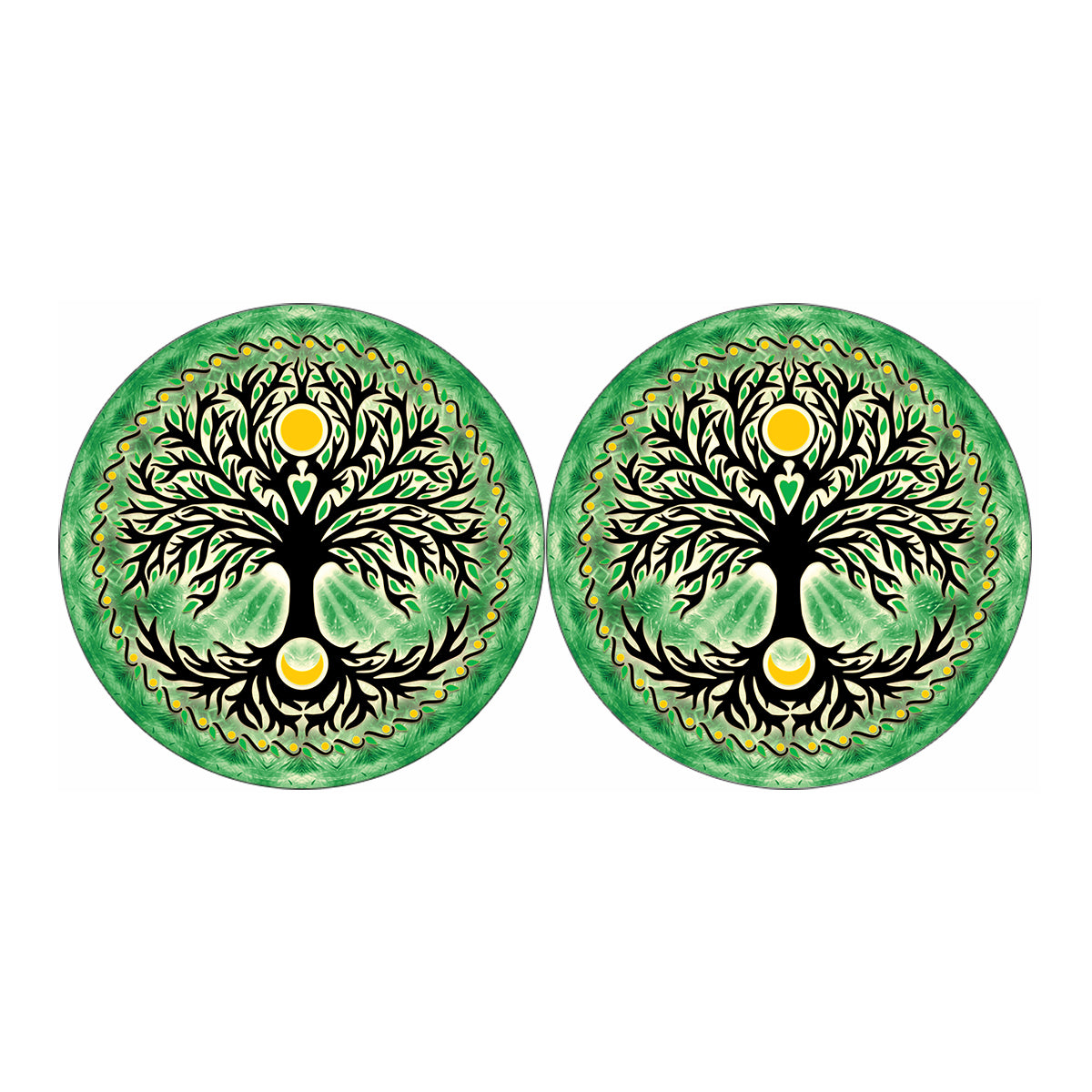 Sun And Moon Yggdrasil Print Car Coasters