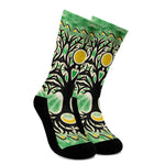 Sun And Moon Yggdrasil Print Crew Socks