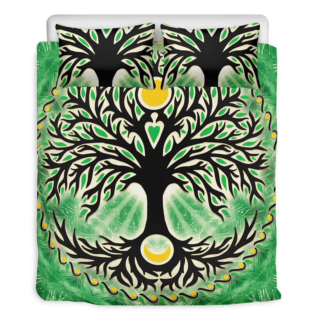 Sun And Moon Yggdrasil Print Duvet Cover Bedding Set