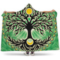 Sun And Moon Yggdrasil Print Hooded Blanket