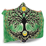 Sun And Moon Yggdrasil Print Hooded Blanket