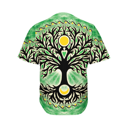 Sun And Moon Yggdrasil Print Men's Baseball Jersey