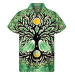 Sun And Moon Yggdrasil Print Men's Short Sleeve Shirt