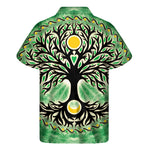 Sun And Moon Yggdrasil Print Men's Short Sleeve Shirt