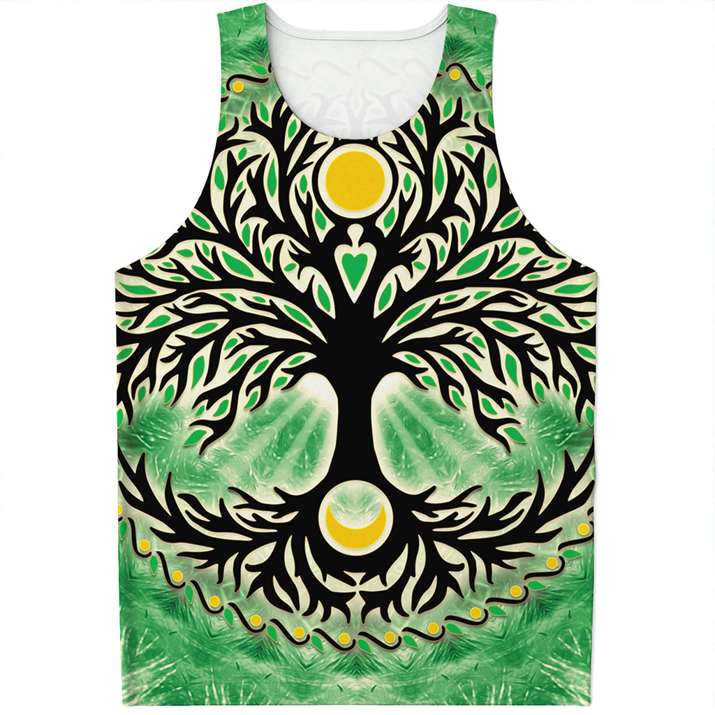 Sun And Moon Yggdrasil Print Men's Tank Top