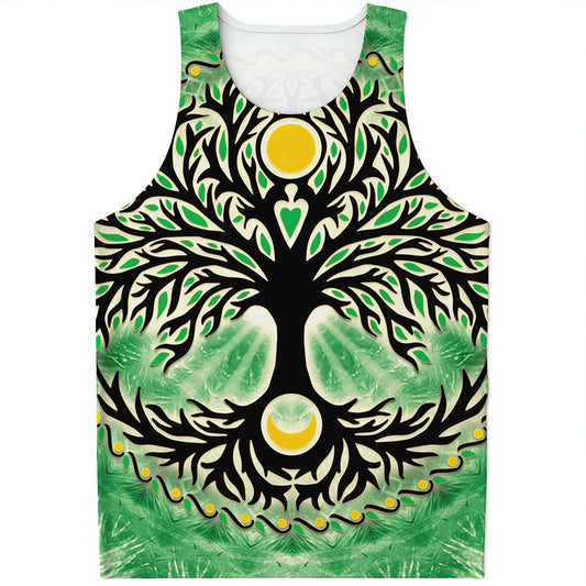 Sun And Moon Yggdrasil Print Men's Tank Top