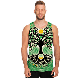 Sun And Moon Yggdrasil Print Men's Tank Top