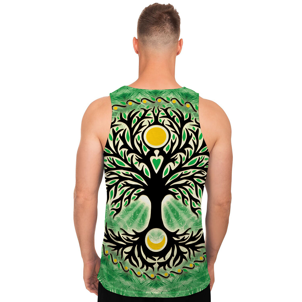 Sun And Moon Yggdrasil Print Men's Tank Top