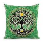 Sun And Moon Yggdrasil Print Pillow Cover