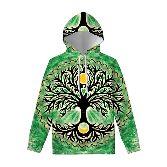 Sun And Moon Yggdrasil Print Pullover Hoodie