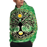 Sun And Moon Yggdrasil Print Pullover Hoodie