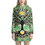 Sun And Moon Yggdrasil Print Pullover Hoodie Dress