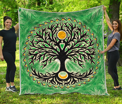 Sun And Moon Yggdrasil Print Quilt