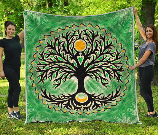 Sun And Moon Yggdrasil Print Quilt
