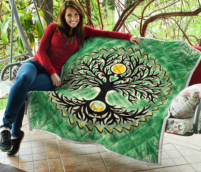 Sun And Moon Yggdrasil Print Quilt
