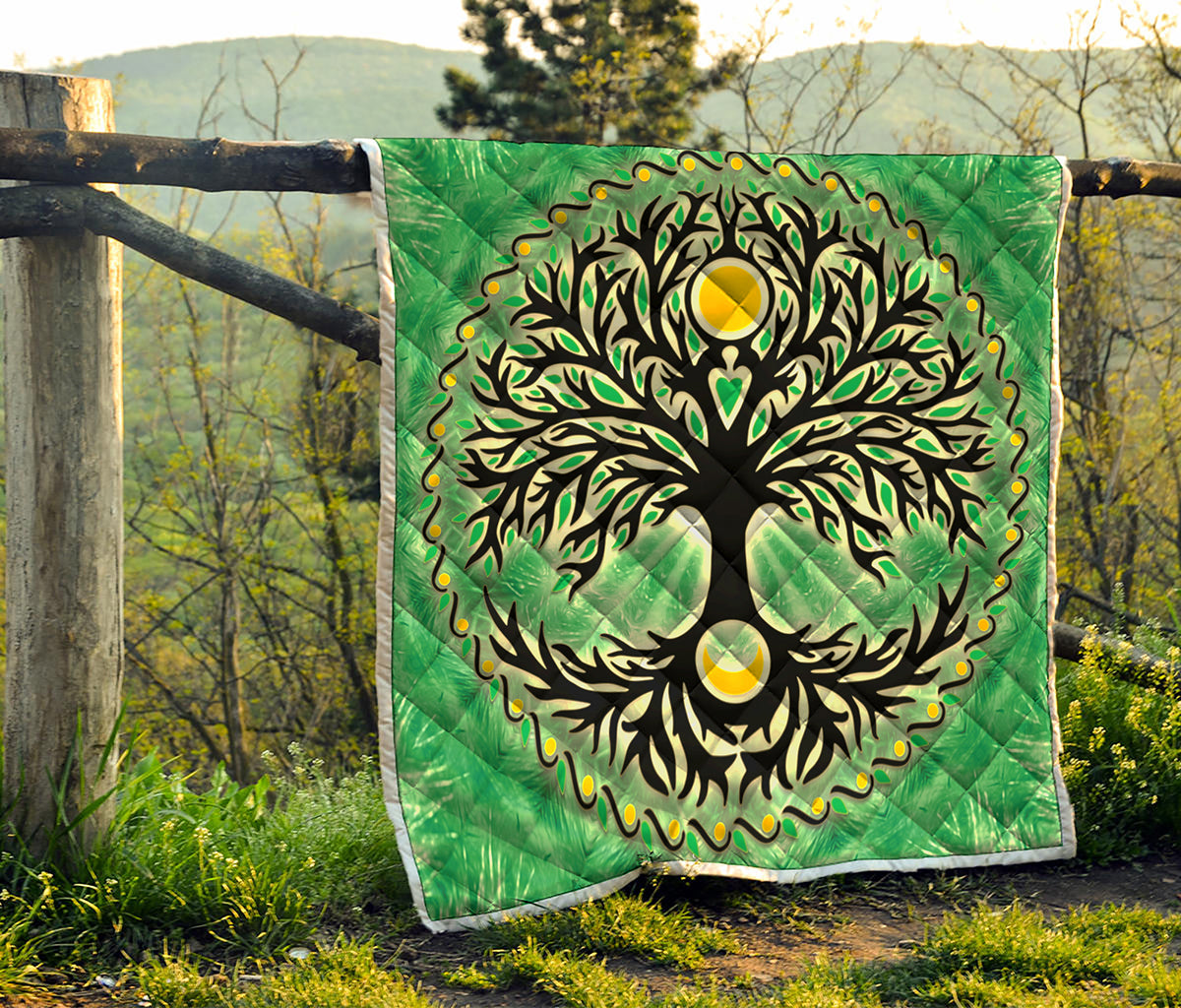 Sun And Moon Yggdrasil Print Quilt