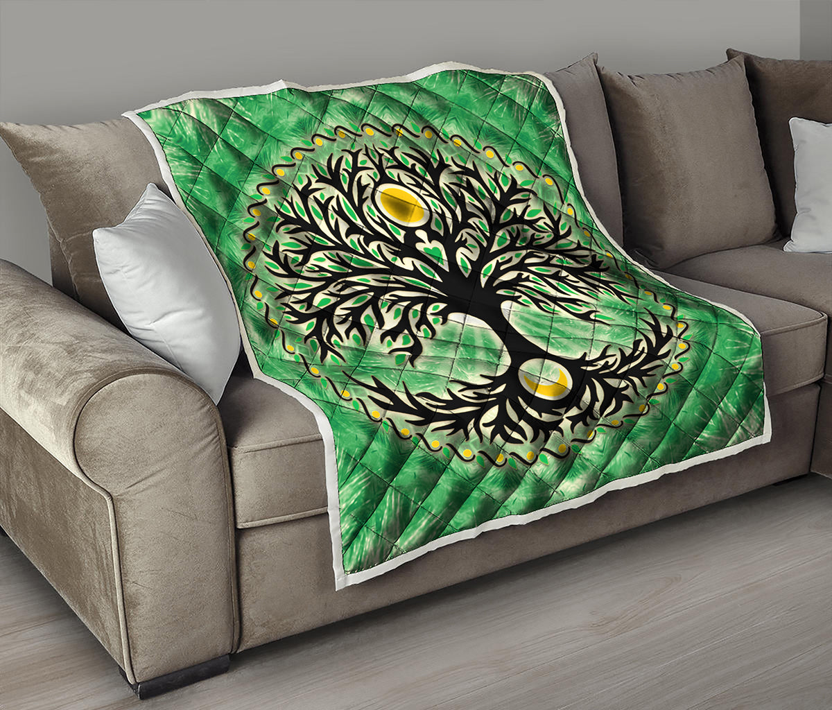 Sun And Moon Yggdrasil Print Quilt