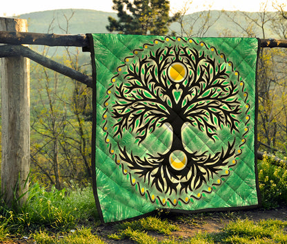 Sun And Moon Yggdrasil Print Quilt