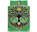 Sun And Moon Yggdrasil Print Quilt Bed Set