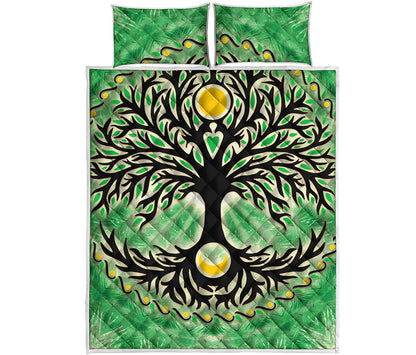 Sun And Moon Yggdrasil Print Quilt Bed Set