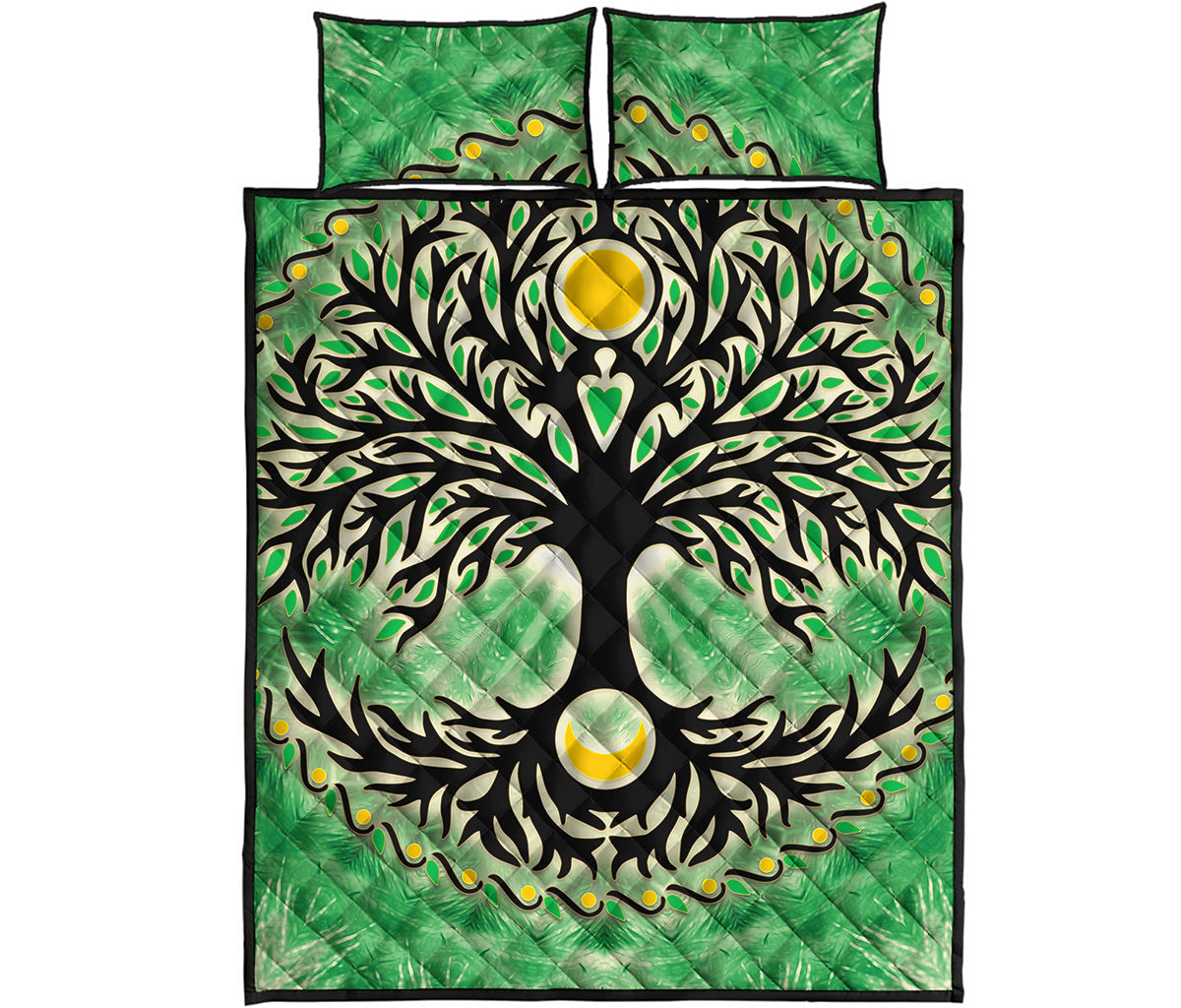 Sun And Moon Yggdrasil Print Quilt Bed Set
