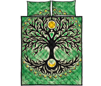 Sun And Moon Yggdrasil Print Quilt Bed Set